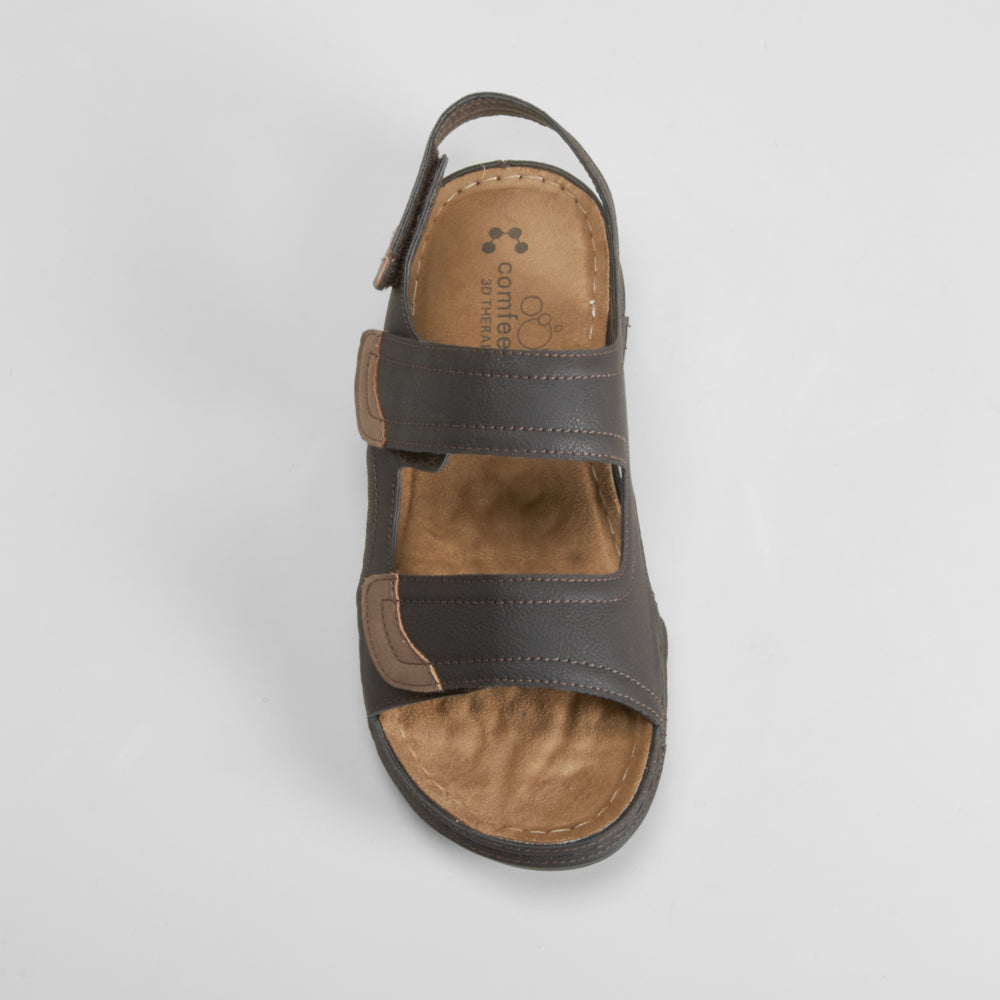 Sandalia triple velcro marrón COMFEET