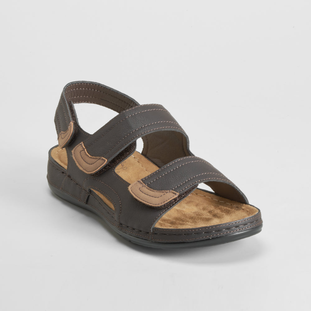 Sandalia triple velcro marrón COMFEET