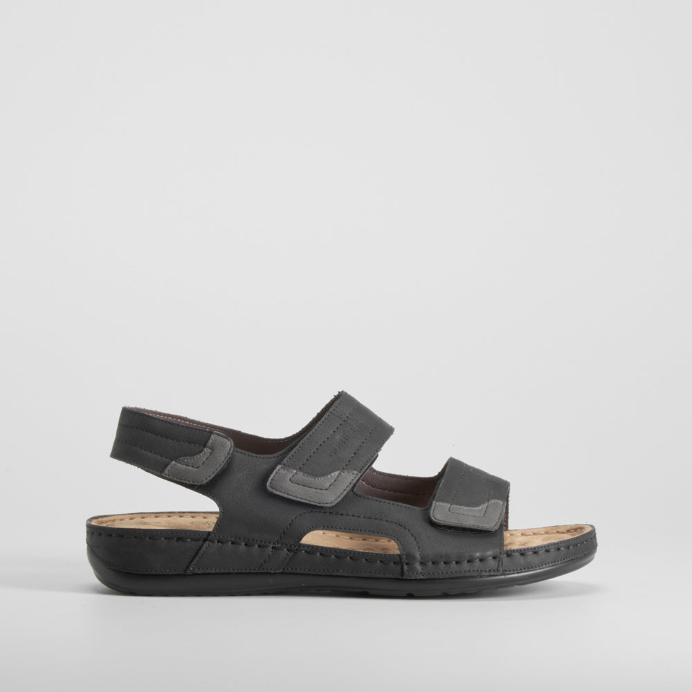 Sandalia triple velcro 3D Therapy  negra COMFEET