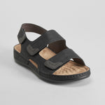 Sandalia triple velcro 3D Therapy  negra COMFEET