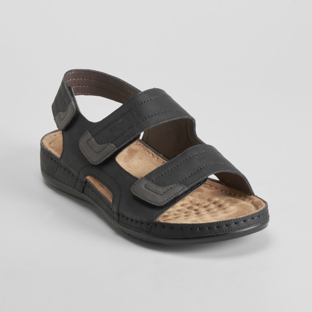 Sandalia triple velcro 3D Therapy  negra COMFEET