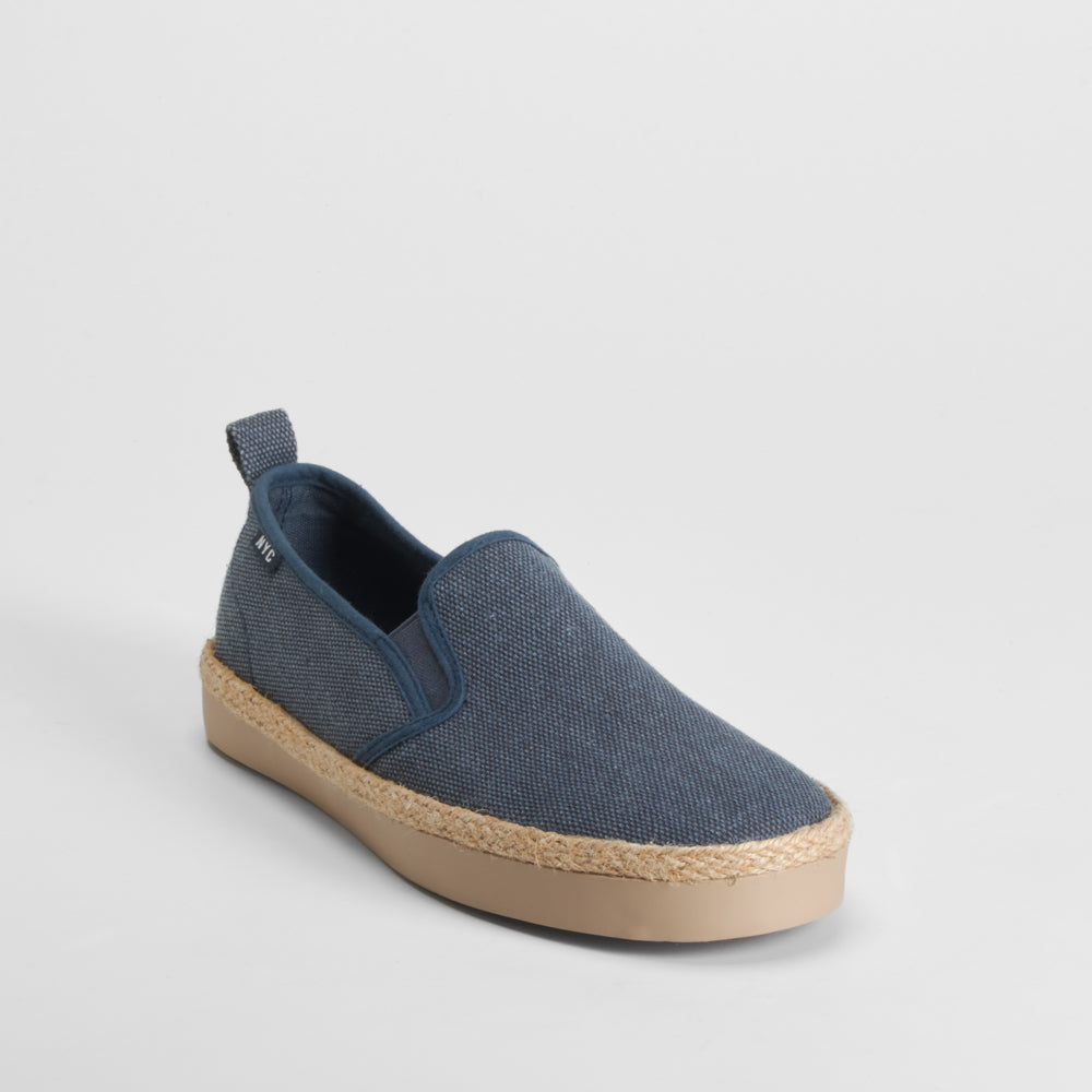Slip on de lona y yute azul marino NYC