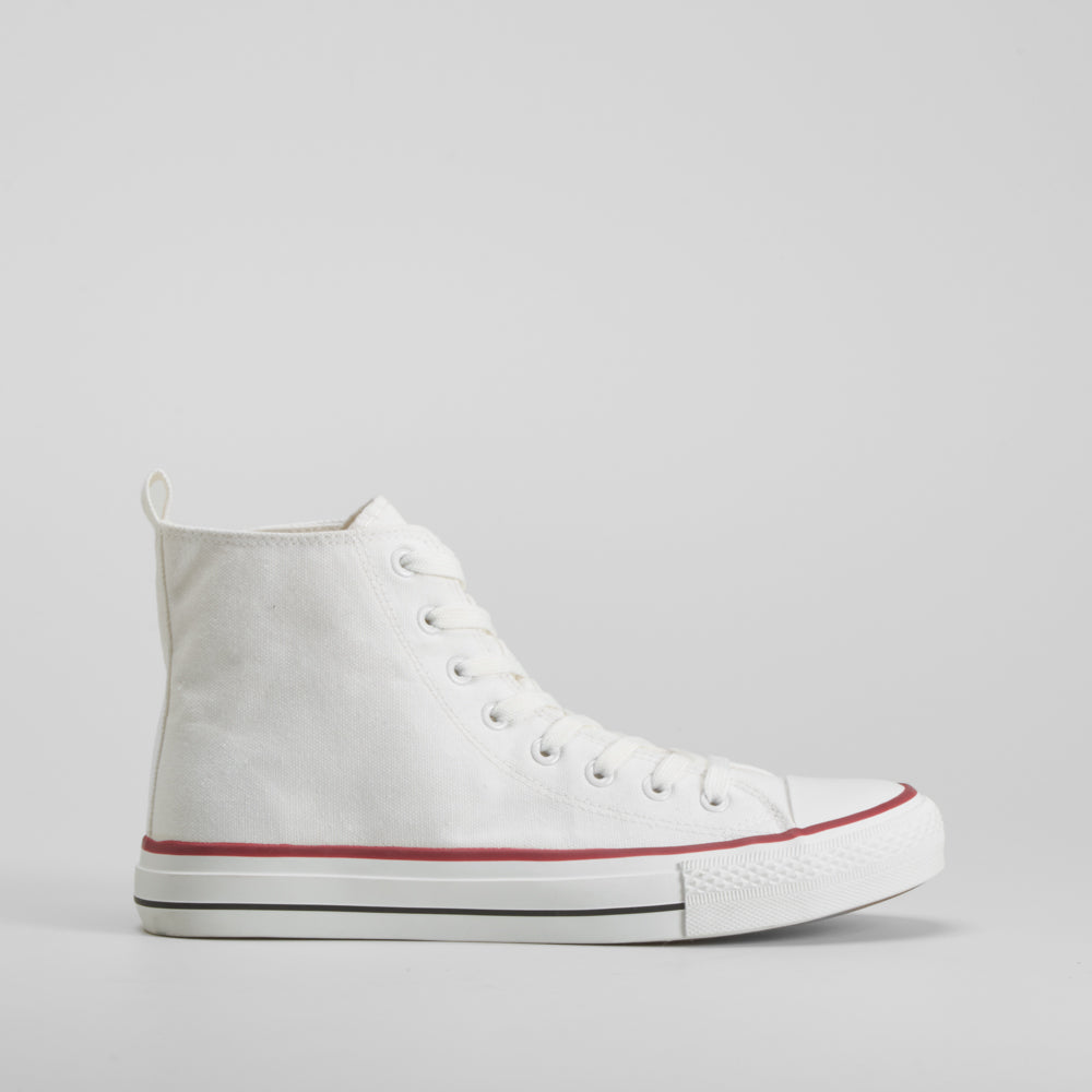 Zapatilla alta lona de color blanco NYC