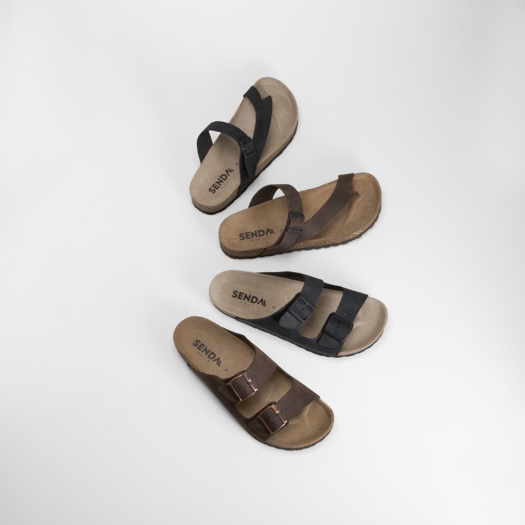 Sandalia bio con hebillas de piel negra SENDA ROAD