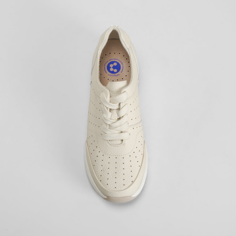 Sneaker cuña piel blanco roto COMFEET