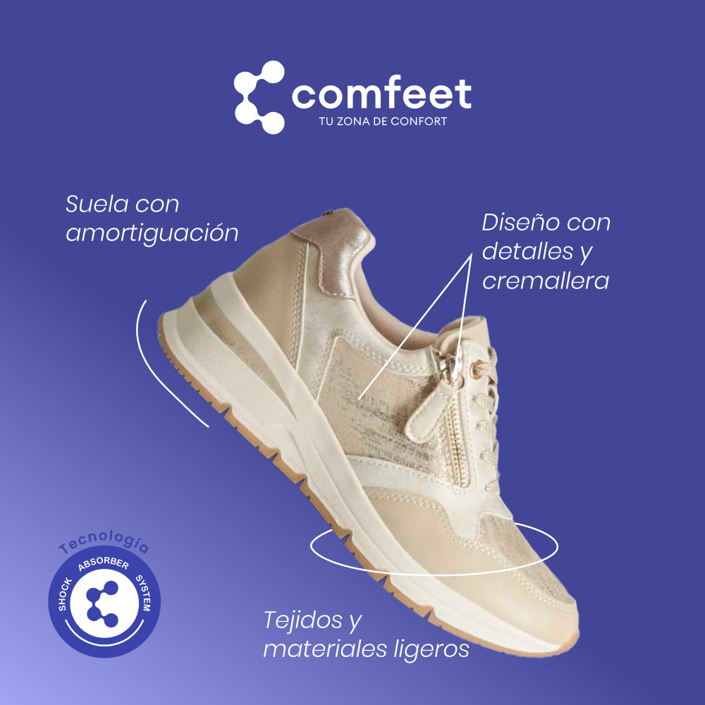 Sneaker cuña oro  COMFEET