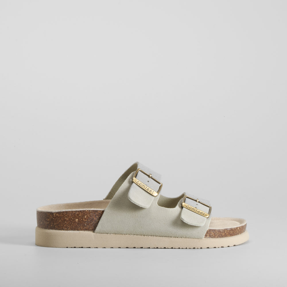 Sandalia bio dos hebillas piel verde COMFEET