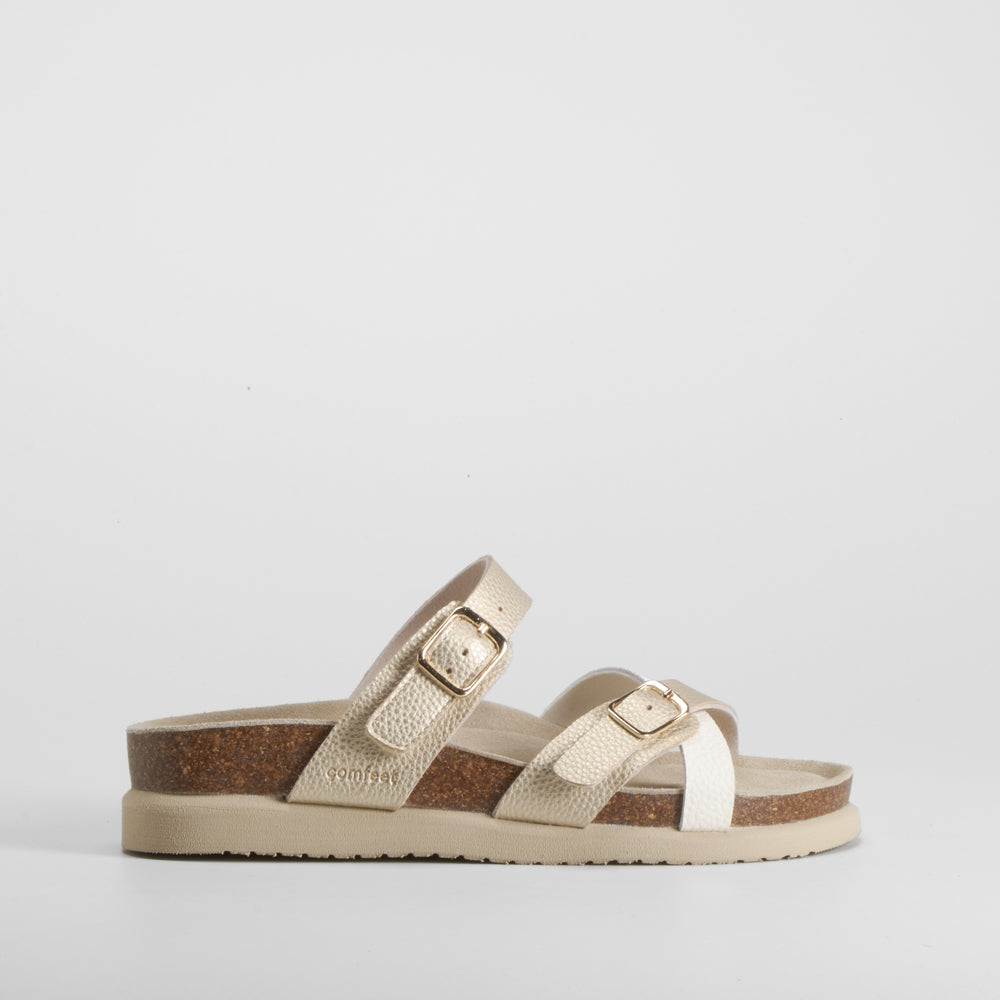 Sandalia bio cruzada piel oro COMFEET