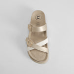 Sandalia bio cruzada piel oro COMFEET
