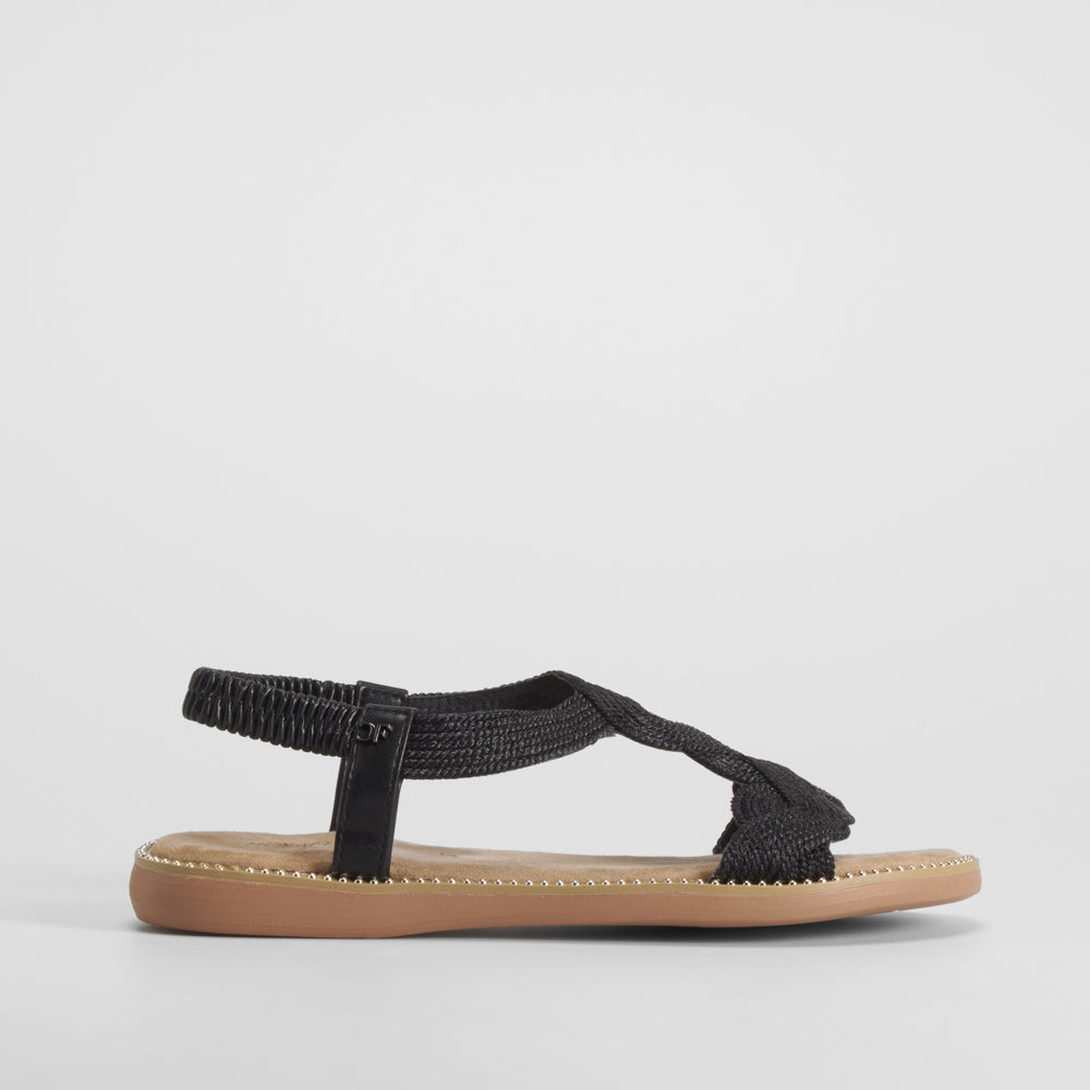 Sandalia hilos metal negra COMFEET