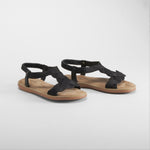 Sandalia hilos metal negra COMFEET