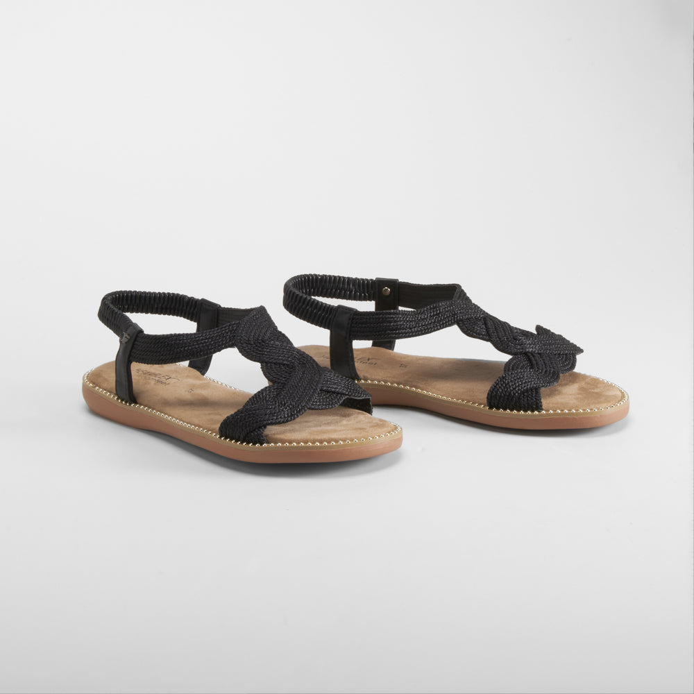 Sandalia hilos metal negra COMFEET