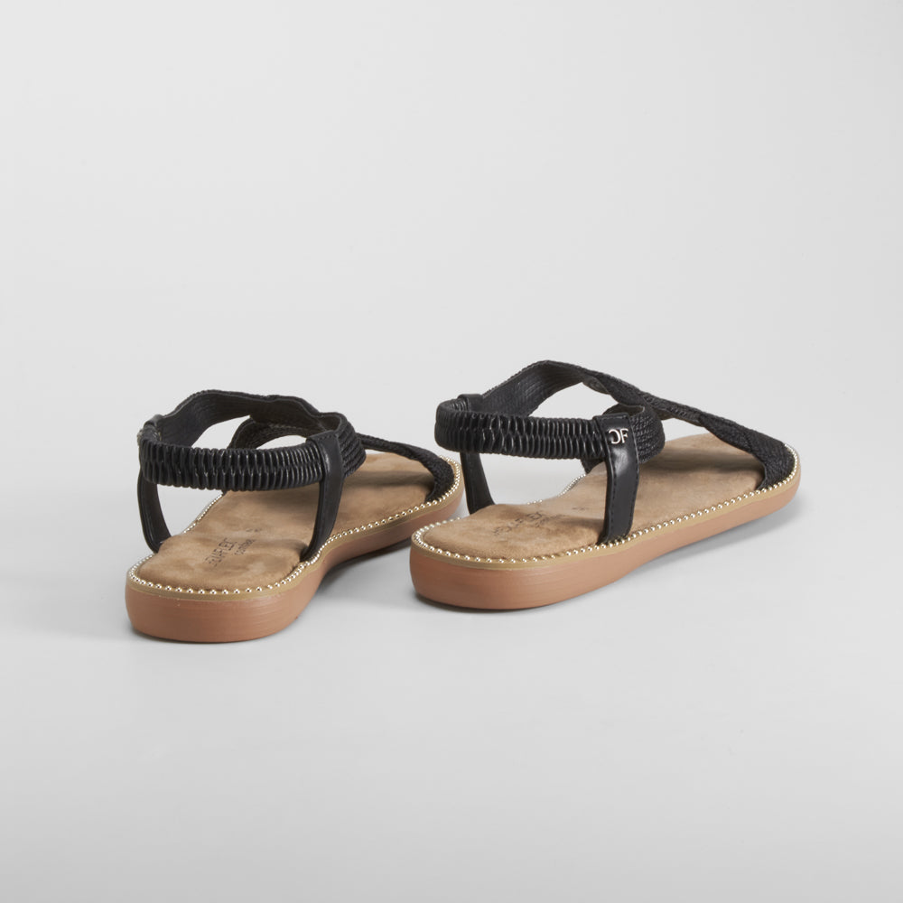 Sandalia hilos metal negra COMFEET