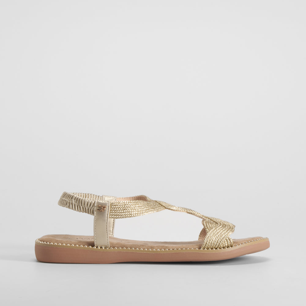 Sandalia hilos metal oro COMFEET