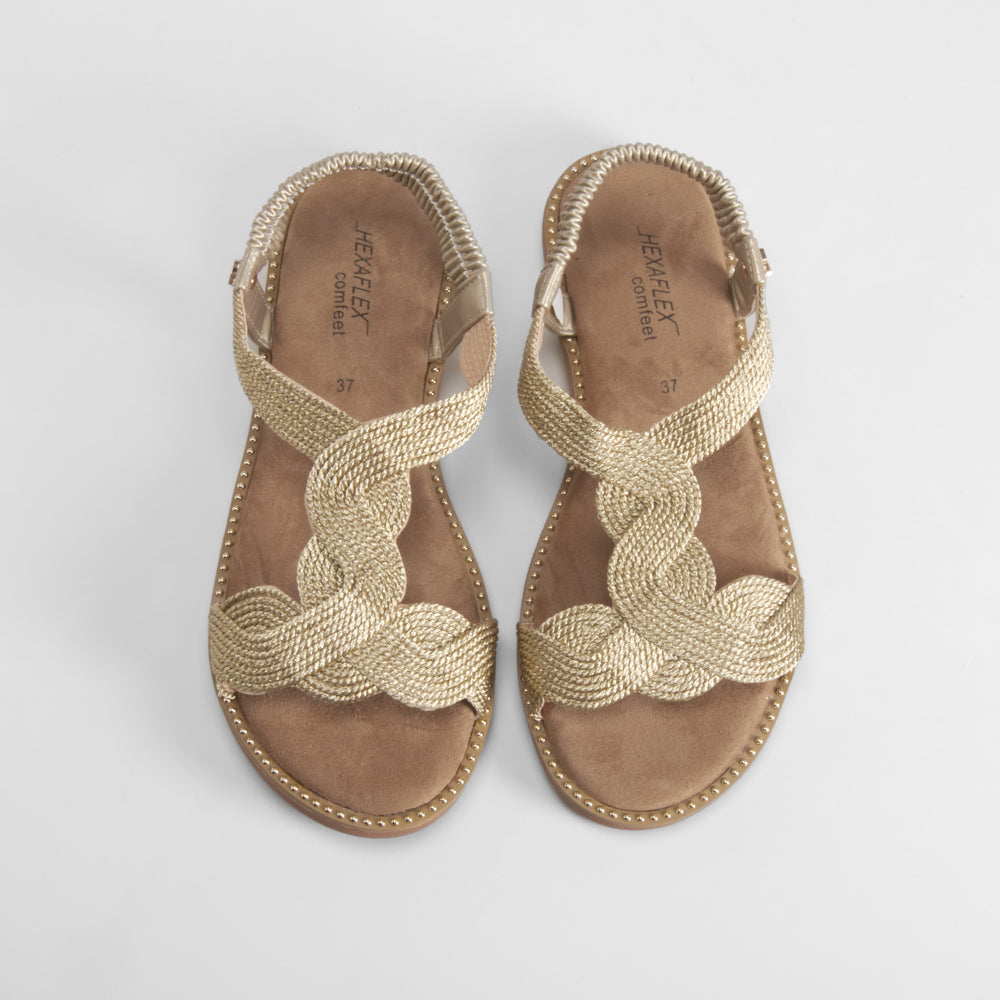 Sandalia hilos metal oro COMFEET
