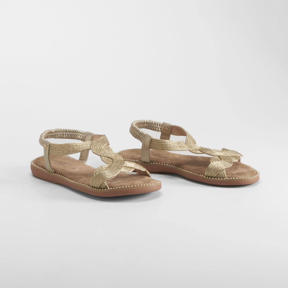 Sandalia hilos metal oro COMFEET