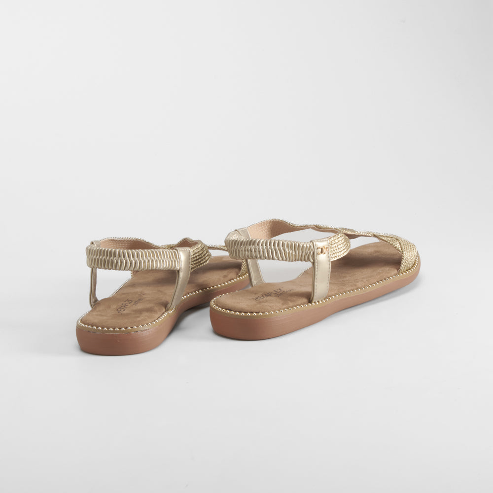 Sandalia hilos metal oro COMFEET