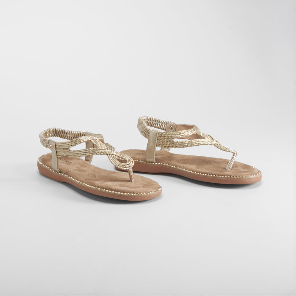 Sandalia esclava hilos metal oro COMFEET
