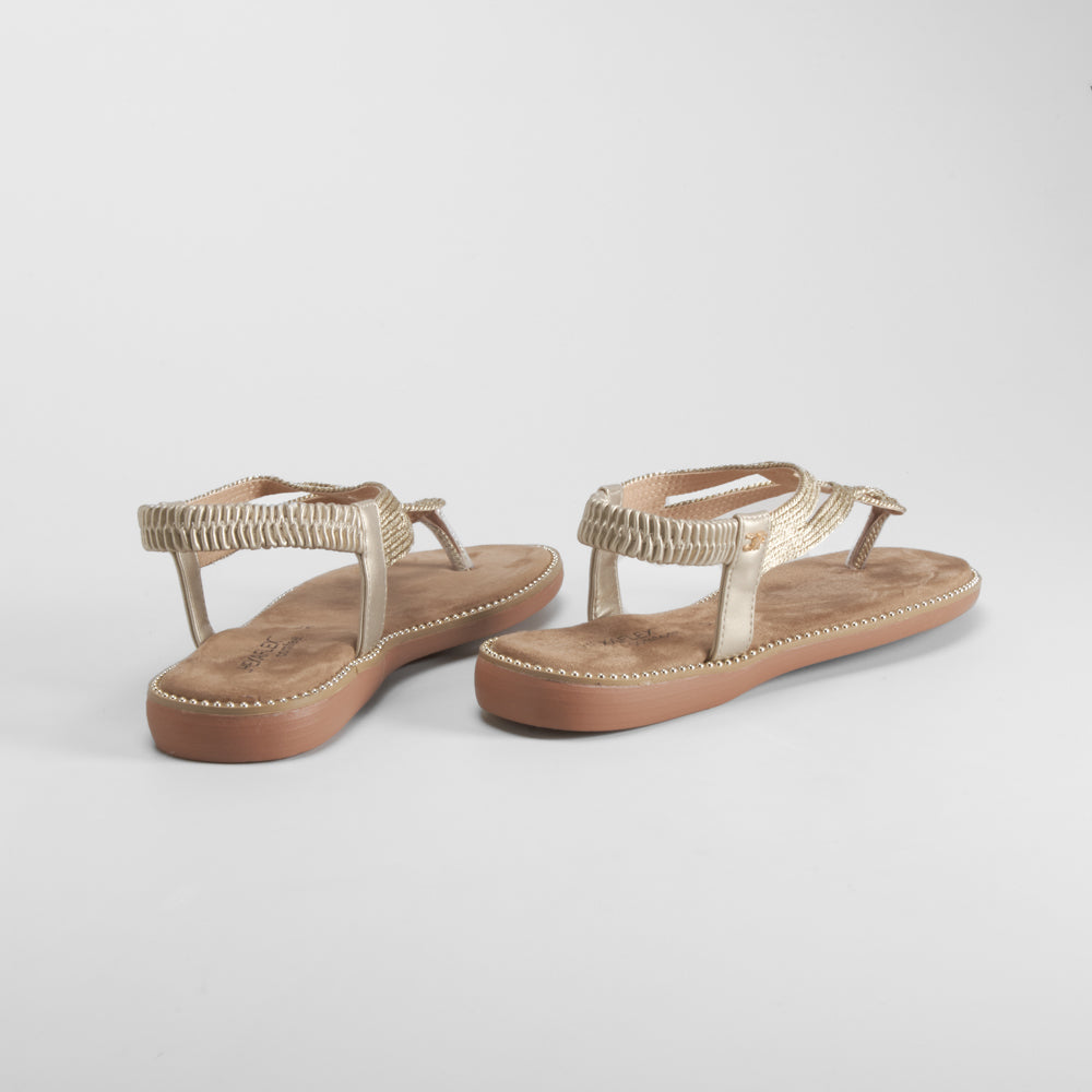 Sandalia esclava hilos metal oro COMFEET