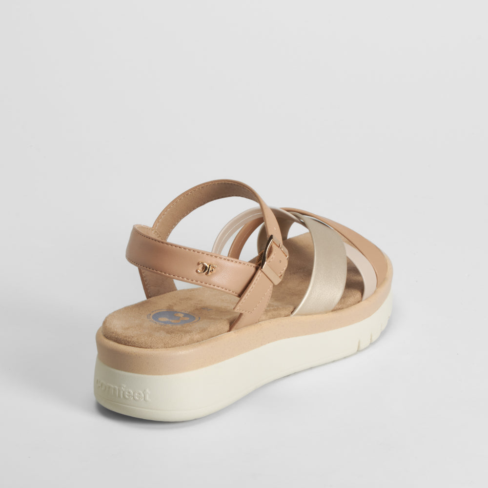 Sandalia bio de cuña dorada COMFEET