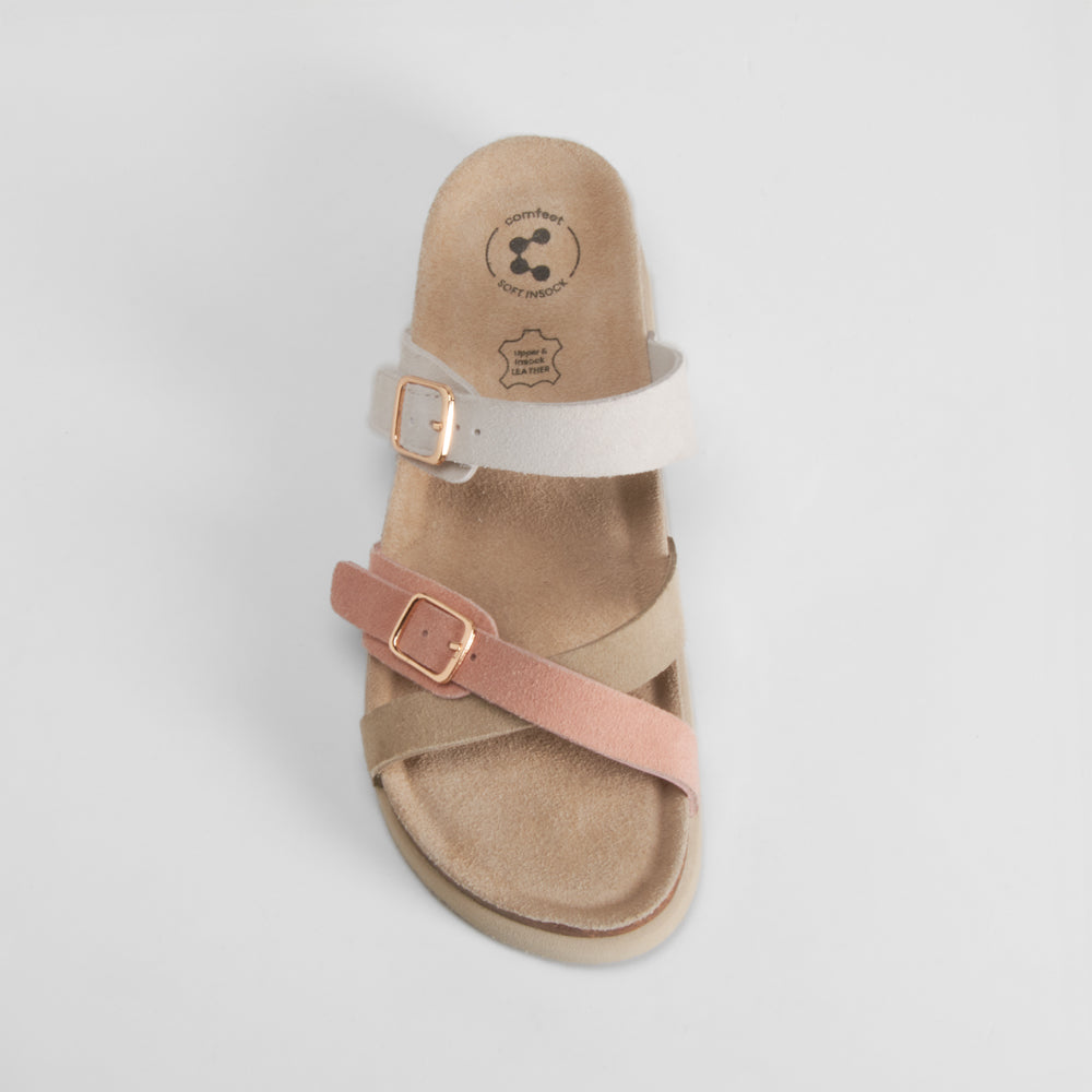 Sandalia bio cruzada piel multicolor COMFEET