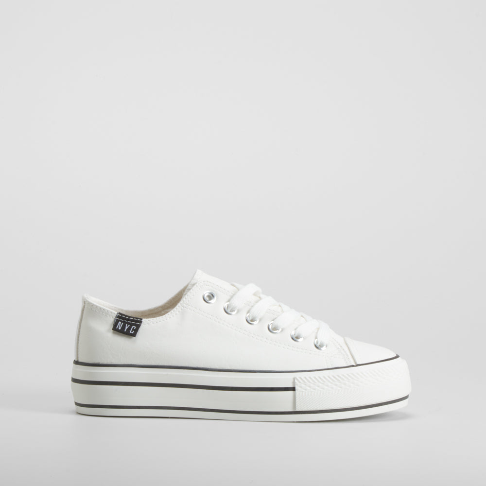 Zapatilla deportiva alta plataforma blanca NYC