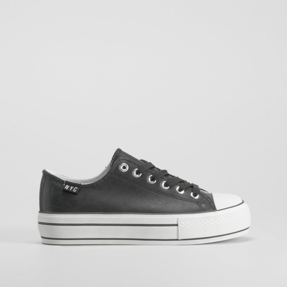 Zapatilla deportiva alta plataforma negra NYC