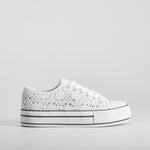 Zapatilla lona plataforma macrame blanca NYC