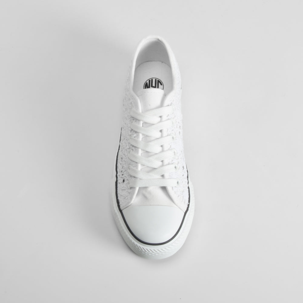 Zapatilla lona plataforma macrame blanca NYC