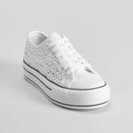 Zapatilla lona plataforma macrame blanca NYC