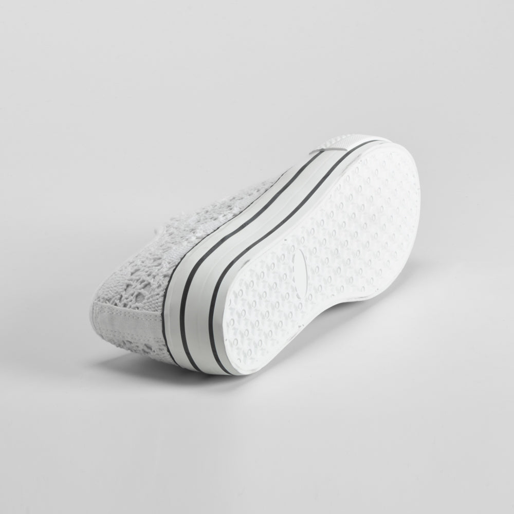 Zapatilla lona plataforma macrame blanca NYC