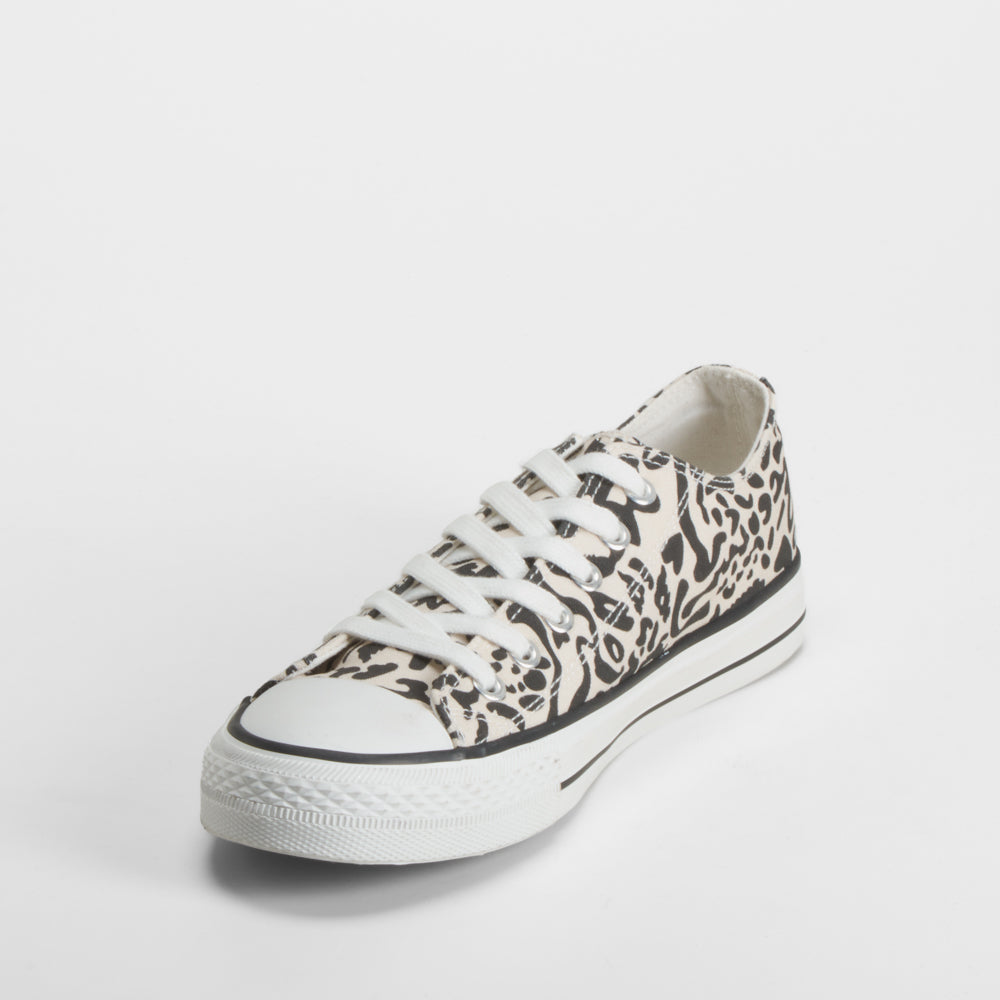 Zapatilla lona animal print negro NYC