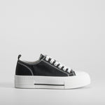 Zapatilla lona plataforma negra suela blanca NYC