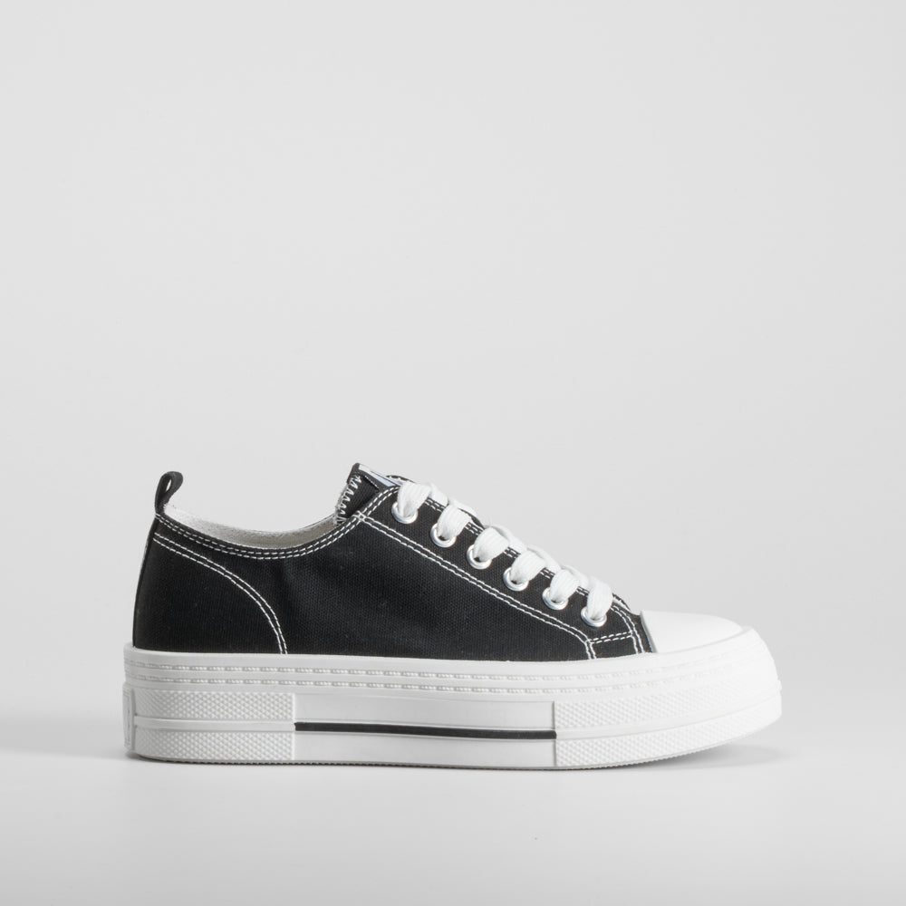 Zapatilla lona plataforma negra suela blanca NYC