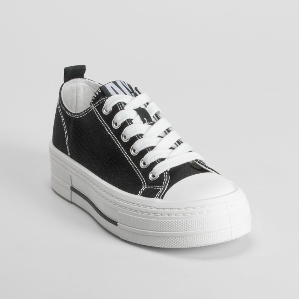 Zapatilla lona plataforma negra suela blanca NYC