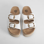Sandalia bio plataforma dos hebillas blanca NYC