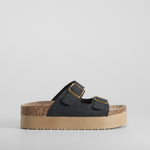 Sandalia bio plataforma rayada negra NYC