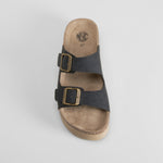 Sandalia bio plataforma rayada negra NYC