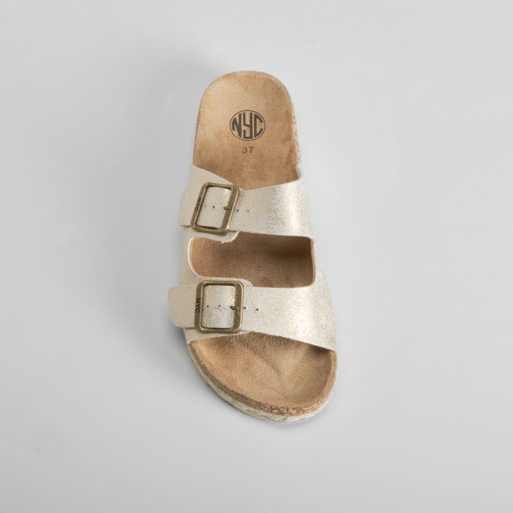 Sandalia bio con yute oro NYC