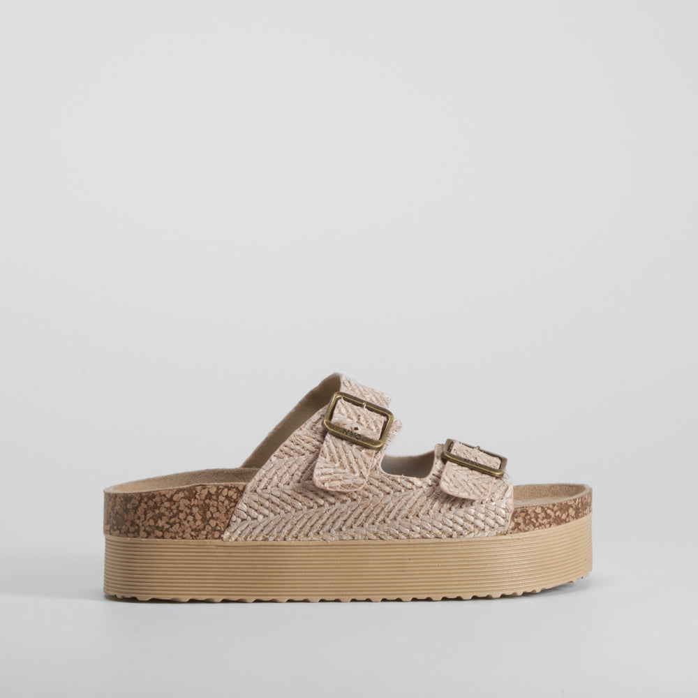 Sandalia bio plataforma rallada rosa NYC