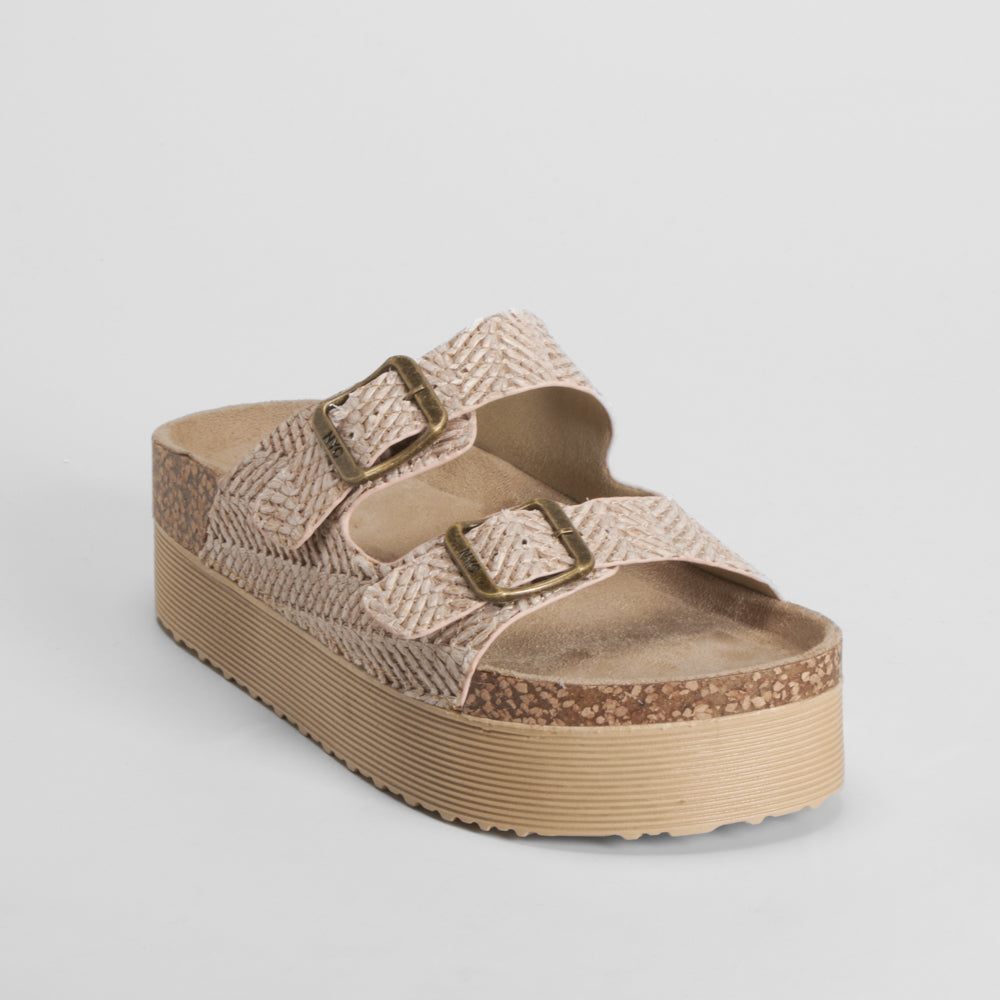 Sandalia bio plataforma rallada rosa NYC