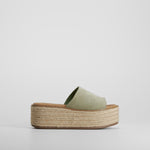 Sandalia bio plataforma yute piel verde NYC