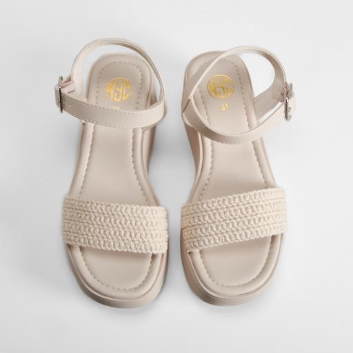 Sandalia cuña plataforma beige NYC