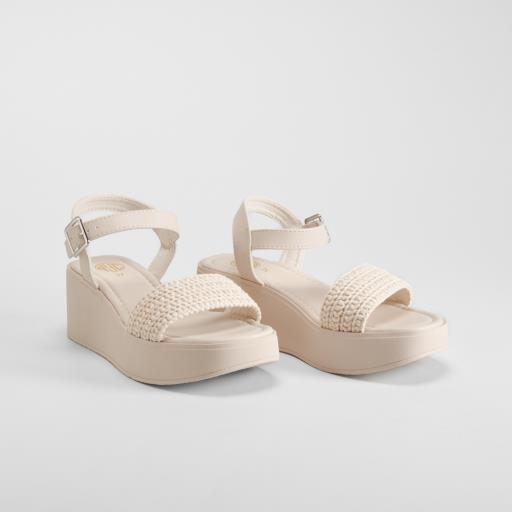 Sandalia cuña plataforma beige NYC