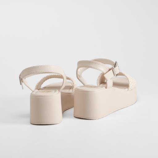Sandalia cuña plataforma beige NYC