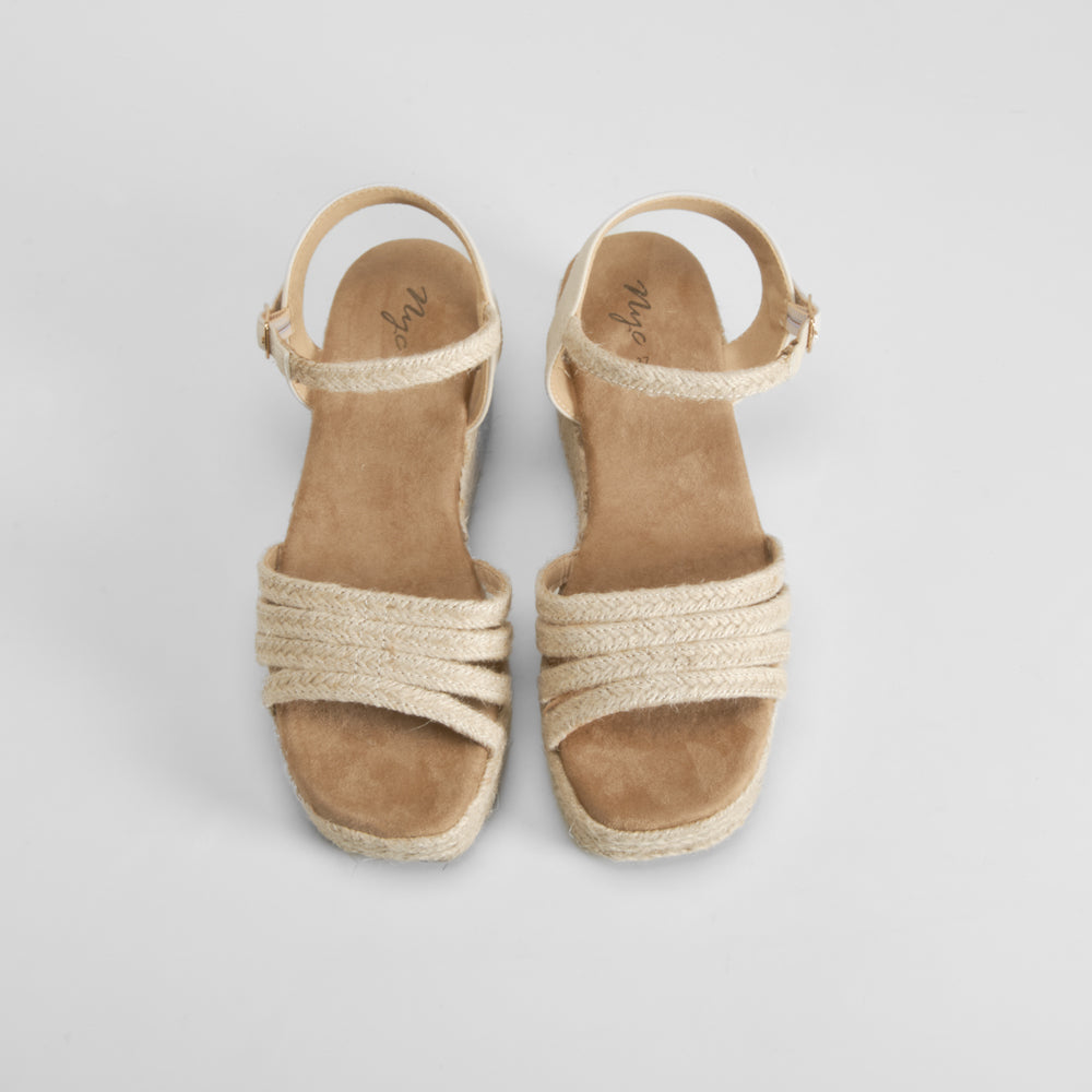 Sandalia cuña yute beige NYC