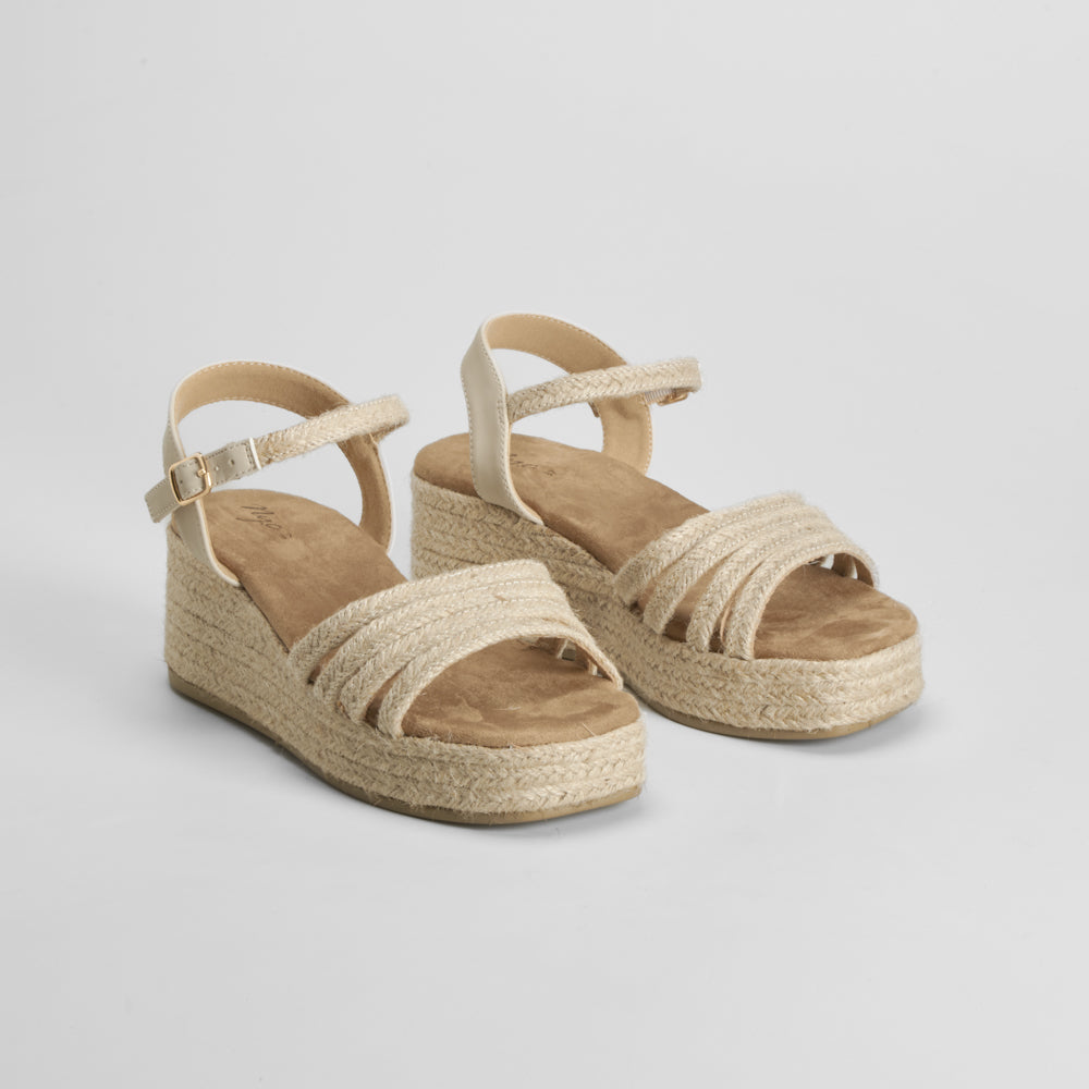 Sandalia cuña yute beige NYC