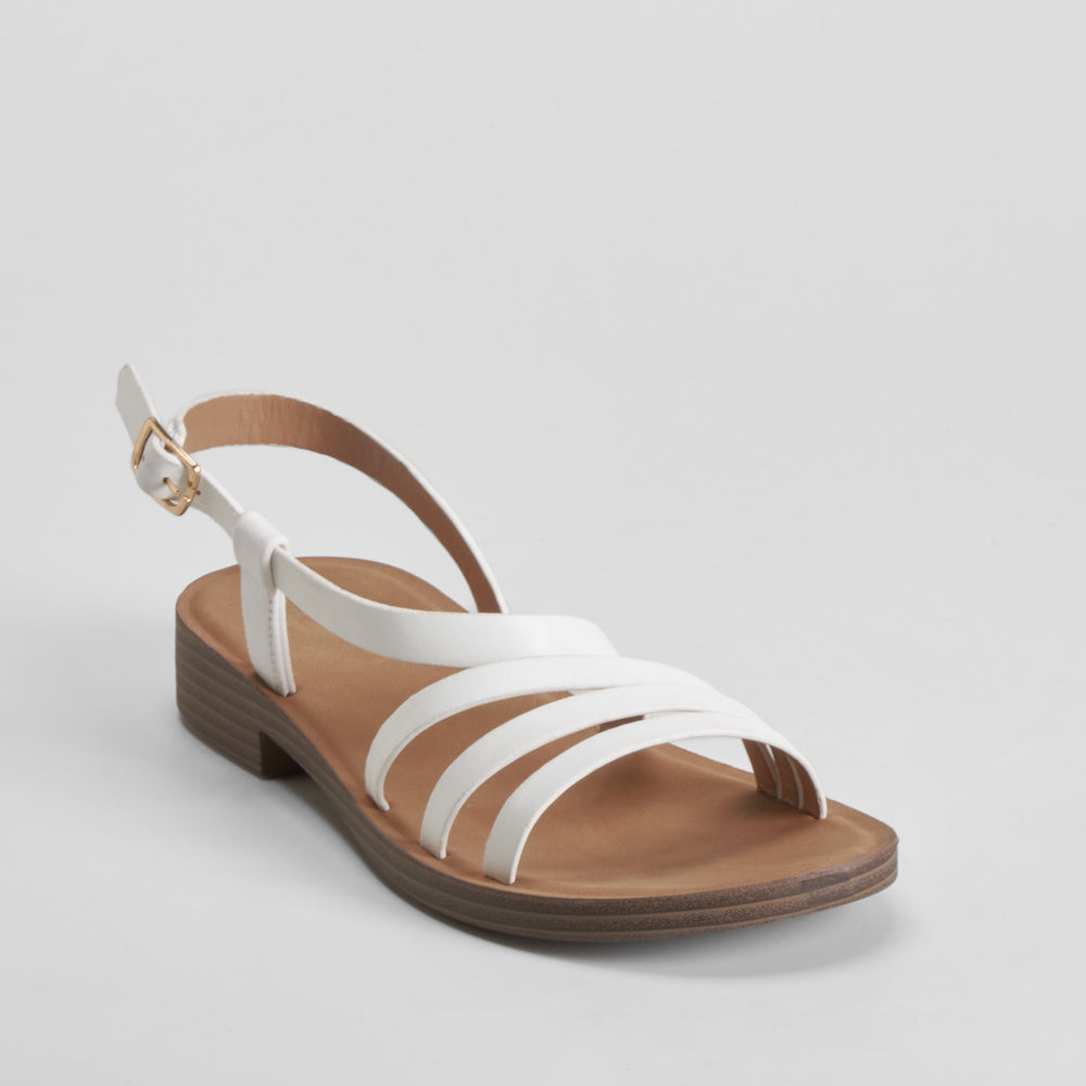 Sandalia plana tiras blanca NYC
