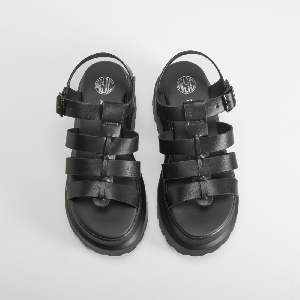 Sandalia tiras chunky negra NYC