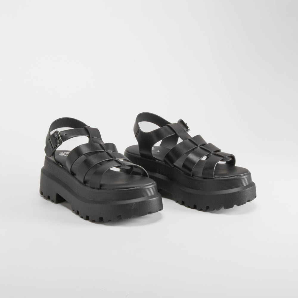 Sandalia tiras chunky negra NYC